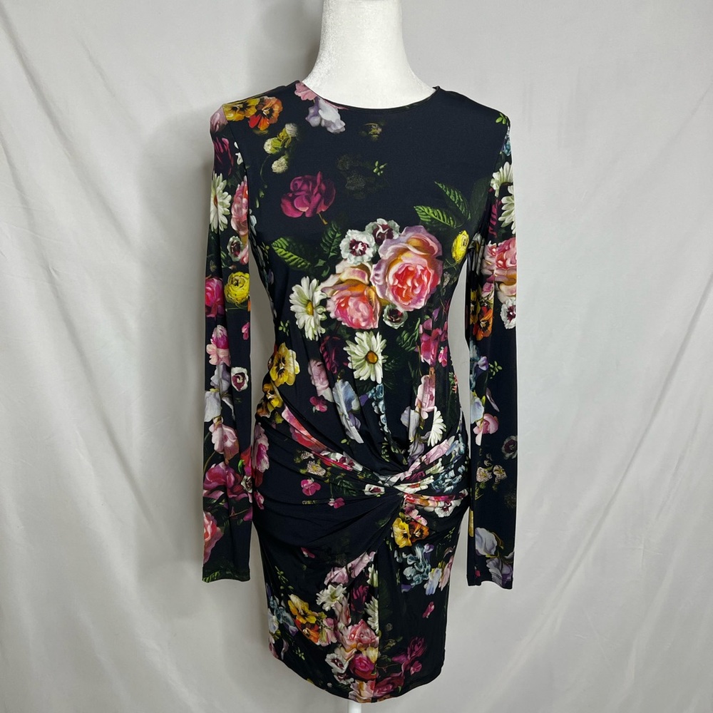 Ted Baker Izzie oil painting print dress black size 1 equal to 4 in US.